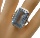 Silber ARTDECO Ring mit Blautopas Pforzheim um 1930 RG 61