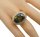 Vintage Tchibo Ring 80er | 925 Silber vergoldet | Peridotfarbener Stein & Steinbesatz | RG 57
