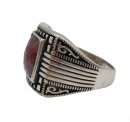 Vintage Herrenring 925 Silber mit rotem Zirkon – massiver Ring mit Steinbesatz