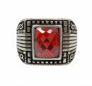 Vintage schwerer Ring mit rotem Zirkon - Statementring  RG67