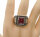 Vintage schwerer Ring mit rotem Zirkon - Statementring  RG67