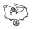 Edles Jugendstil Silber Collier mit Amethyst und Markasiten