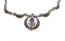 Edles Jugendstil Silber Collier mit Amethyst und Markasiten