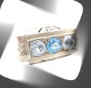 Silber ARTDECO Ring mit Blautopas und Bergkristall um 1930 RG 52