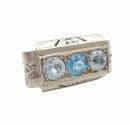 Silber ARTDECO Ring mit Blautopas und Bergkristall um 1930 RG 52