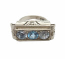 Silber ARTDECO Ring mit Blautopas und Bergkristall um 1930 RG 52
