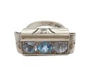 Silber ARTDECO Ring mit Blautopas und Bergkristall um 1930 RG 52