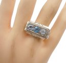 Silber ARTDECO Ring mit Blautopas und Bergkristall um 1930 RG 52