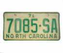 USA North Carolina Car Plate grün 7085 von 1971