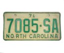 USA North Carolina Car Plate grün 7085 von 1971