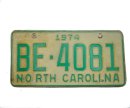 USA North Carolina Car Plate grün 4081 von 1974