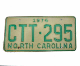 USA North Carolina Car Plate grün 295 von 1974