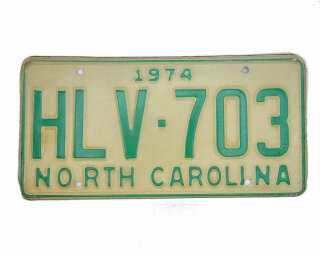 USA North Carolina Car Plate grün 703 von 1974