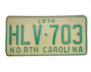 USA North Carolina Car Plate grün 703 von 1974