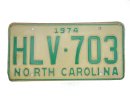 USA North Carolina Car Plate grün 703 von 1974