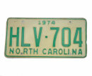 USA North Carolina Car Plate grün 704 von 1974