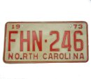 USA North Carolina Car Plate rot 246 von 1973