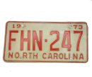 USA North Carolina Car Plate rot 247 von 1973