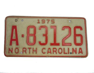 USA North Carolina Car Plate rot 83126 von 1975