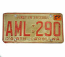 USA North Carolina Car Plate rot von 1975 FIRST IN FREEDOM