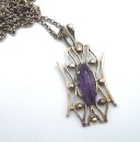 Vintage 70er Jahre 925 Silberkette mit Amethyst