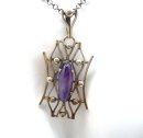 Vintage 70er Jahre 925 Silberkette mit Amethyst