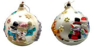 2 Riesen Vintage Glas Weihnachtskugeln - Christbaumschmuck