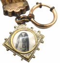 Biedermeier Haar Geflecht Taschenuhren Kette um 1840 mit Heiligenbild