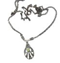 ART DECO Peridot 925 Silber Collier mit Markasiten