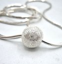 925 Sterling Silber Collier mit mattierter Kugel – Elegante Schlangenkette 41 cm