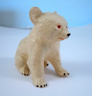 Eisbär Baby - Ton Tierfigur handbemaltes Sammlerstück 50er Jahre