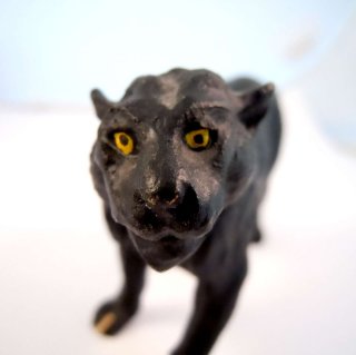 Panther - Ton Tierfigur handbemaltes Sammlerstck  50er Jahre