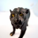Panther - Ton Tierfigur handbemaltes Sammlerstück...