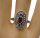 Silber Jugendstil Ring mit Granatbesatz und Markasiten