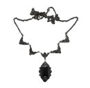 925 Silber Jugendstil Collier mit Onyx und Markasiten