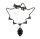 925 Silber Jugendstil Collier mit Onyx und Markasiten