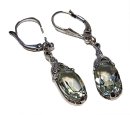 ART DECO Silber Hänge Ohrringe mit Green Amethyst in...