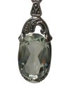 ART DECO Silber Hänge Ohrringe mit Green Amethyst in Ovalschliff