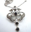 925 Silber Jugendstil Anhänger / Brosche  mit Onyx...