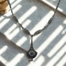 Jugendstil Collier aus 925 Silber mit synth. Aquamarin...