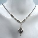 Jugendstil Collier aus 925 Silber mit synth. Aquamarin & Markasit – Handgefertigter Vintage Schmuck