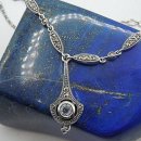 Jugendstil Collier aus 925 Silber mit synth. Aquamarin & Markasit – Handgefertigter Vintage Schmuck