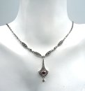 Edles Jugendstil Silber Collier mit Granat und Markasiten