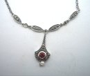 Edles Jugendstil Silber Collier mit Granat und Markasiten