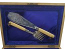 Jugendstil Fischbesteck Set 1906 aus Manchester England – 6 Messer & 6 Gabeln mit Vorlegebesteck