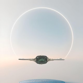 Exklusive Silber Brosche mit Turmalin – Original ART DECO Schmuckstück von 1925