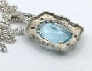 835 Silber Jugendstil Anhänger mit Blautopas an Kette um 1910