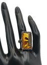925 Sterling Silber Ring mit Bernstein ART DECO RG 55 aus den 30ern
