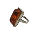 925 Sterling Silber Ring mit Bernstein ART DECO RG 55 aus den 30ern