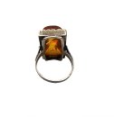 925 Sterling Silber Ring mit Bernstein ART DECO RG 55 aus den 30ern